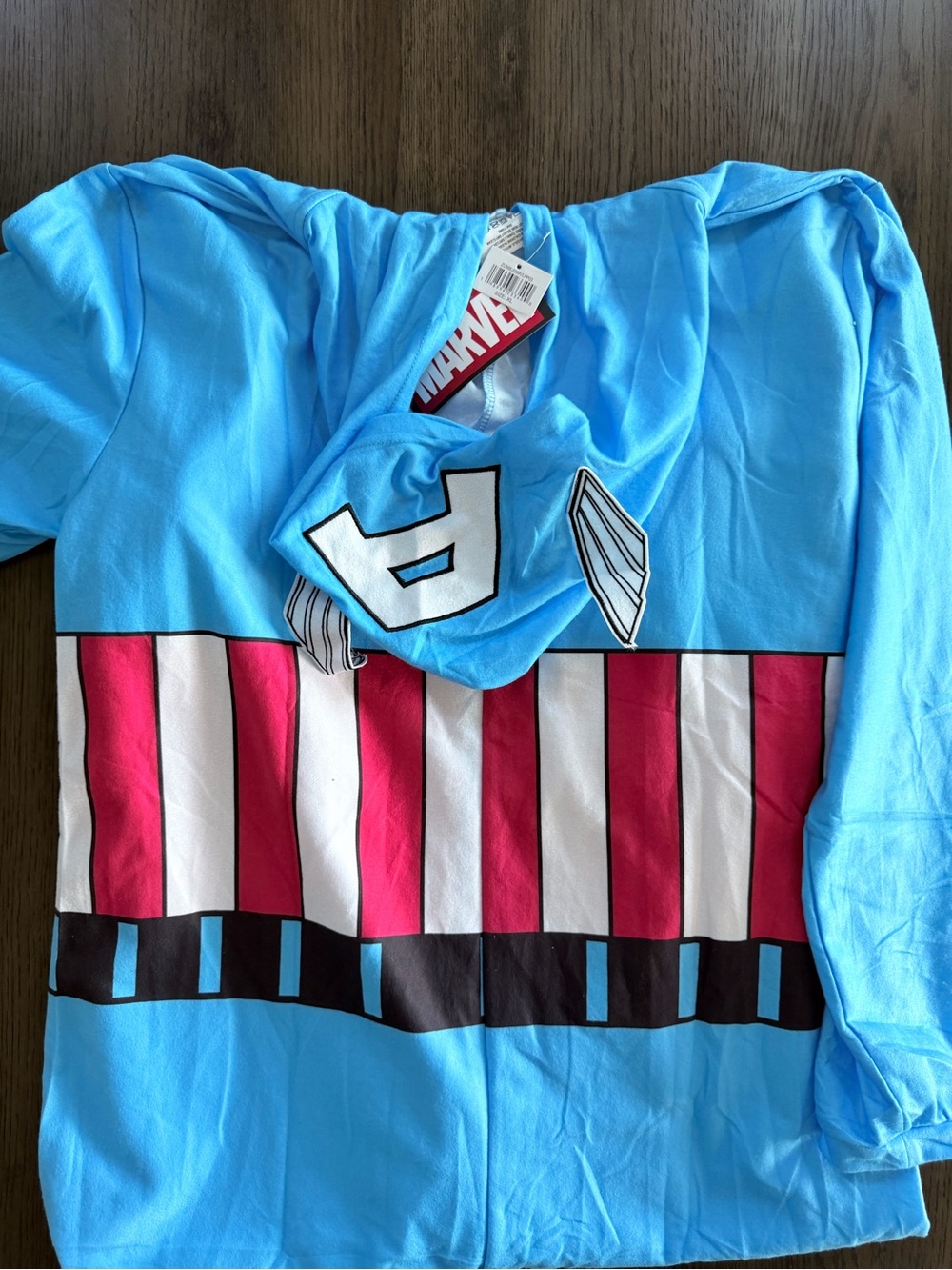 Captain America Hero Adult XL Costume Hoodie Onesie - Picture 7 of 8